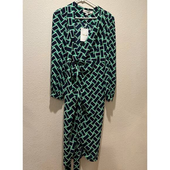 Diane von Furstenberg NWT Carla Vintage Weave Vetiver Wrap Dress Size 6 - Picture 3 of 9